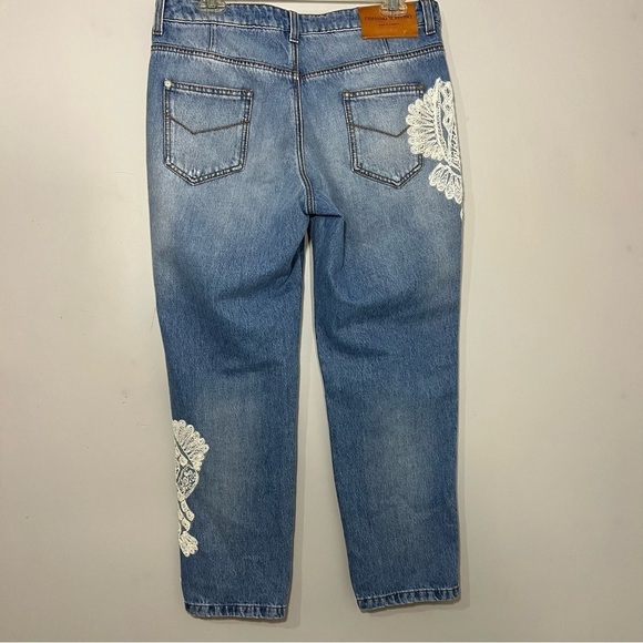 Women’s Ermanno Scervino Embroidered Boyfriend Jeans Embellished Preppy Italian - Picture 5 of 13